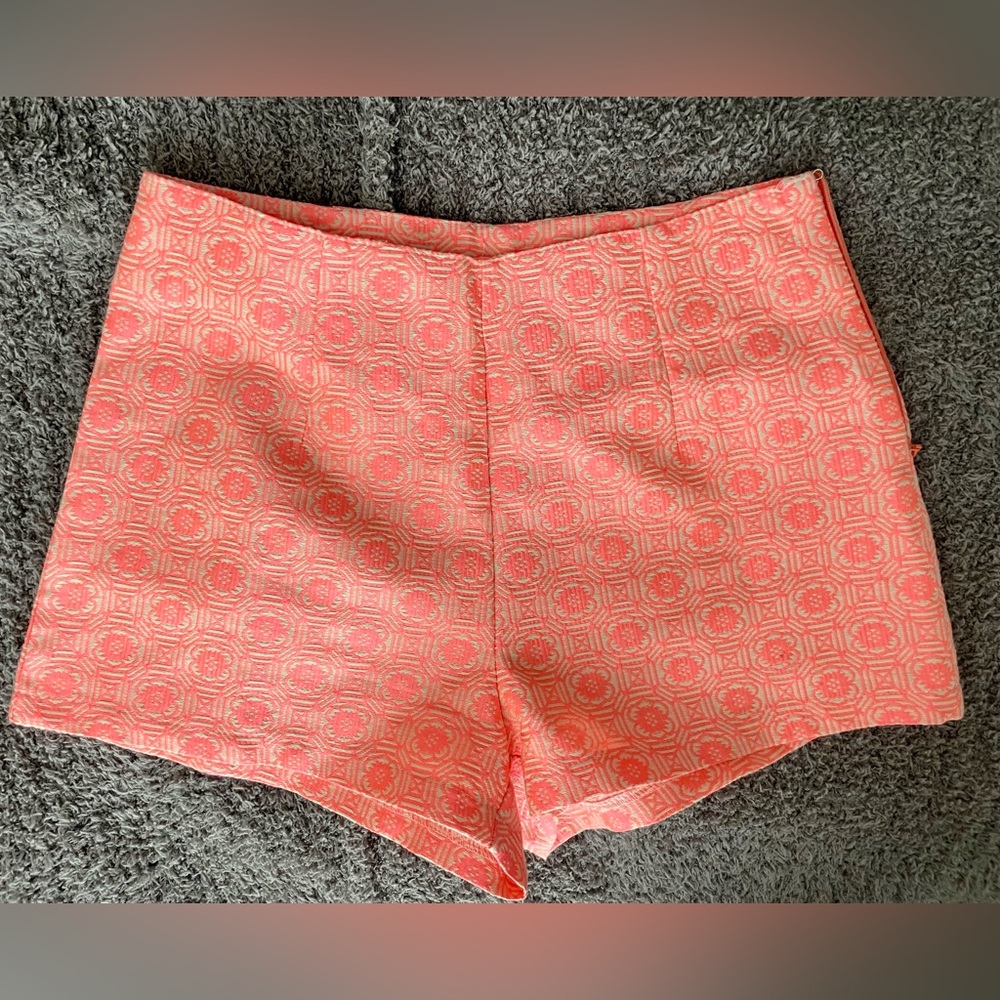 Bright Pink/Coral and Tan Love Riche Shorts—Small